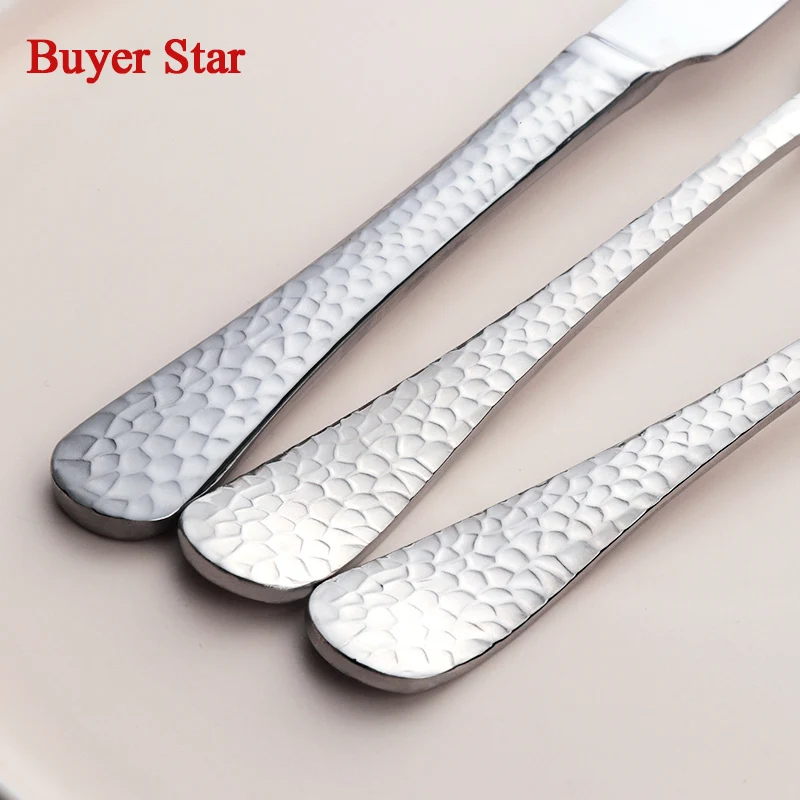 5pcs/set 18/10 Stainless Steel Silver Flatware Sets Luxury Western Food Cutlery Set Fork Knife Spoon Snack Handle Dinnerware Set