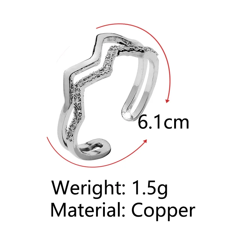 Mossovy Exquisite Geometric Crystal Golden Multi-layer Wave Wedding Ring for Female Fashion Zircon Couple Engagement Women Ring