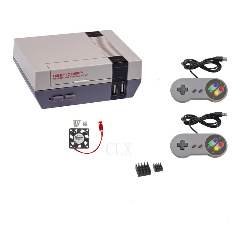  Raspberry Pi 3Bplus+Raspberry Pi NESPi Case+Retroflag Box+32GB+ fan+power supply+heat sink+HDMI+2pc