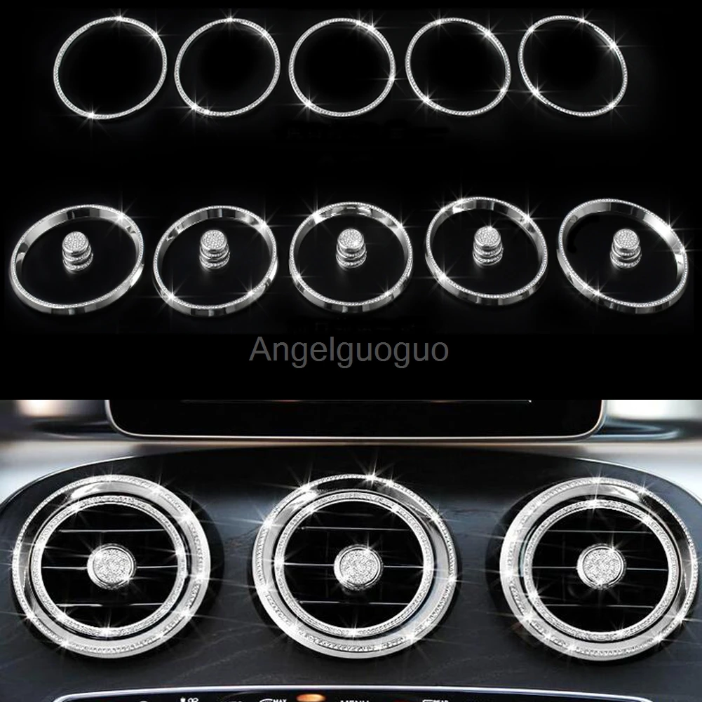 Angelguoguo Car Air outlet sticker/Instrument panel Air outlet decoration ring sticker for Mercedes Benz C Class W205/GLC