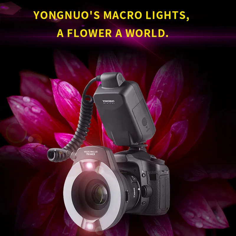 

Yongnuo YN-14EX YN14EX master TTL flash ring type double lamp macro Speedlite with Adapter Ring for Canon EOS DLSR