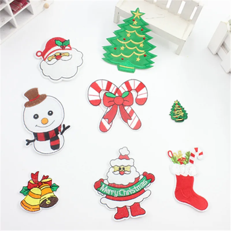 

Sewing Clothes Patch Iron On Embroidery Patches Hotfix Applique Motifs Sew On Garment Stickers Christmas series Cool New