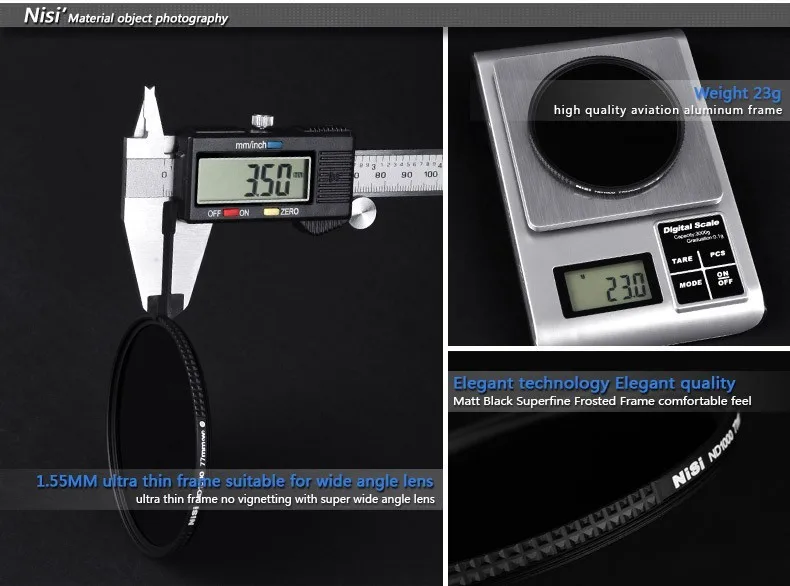NiSi 77 мм ND1000 ультратонкий нейтральный фильтр плотности 10-шаговое для зеркальной однообъективной камеры Камера ND 1000 77 82 30 67 72 58 мм тонкие Линзы Фильтры