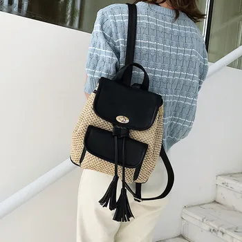 

Maison Fabre New Women's Fashion Wild Solid Weaving Tassel Backpack With Shoulders women backpack 2019 fashion dropshipping 13rd