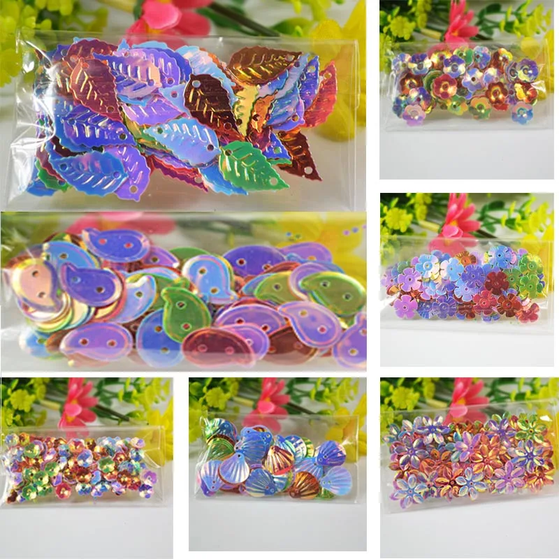 

Excellent quality Mix 7 shapes paillette colorful loose sequin DIY Shaker card/flowers shell sequins Laser cup Sequin PVC plates