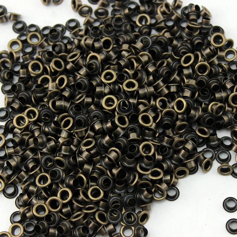 4mm 7.5mm 3.5mm Antique Brass eyelet grommet ring kit for clothes handbag 400set