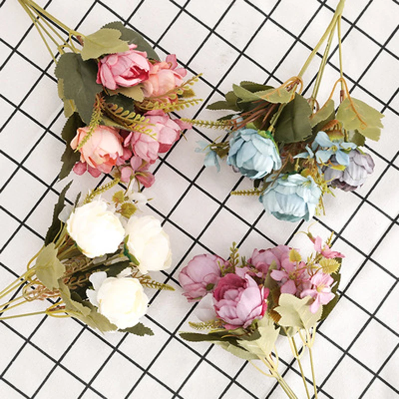 

Cheap Artificial Flowers Fake Peony Bouquet for Wedding Decoration 5-forks Flowers Home Decor Silk Hydrangeas Flower