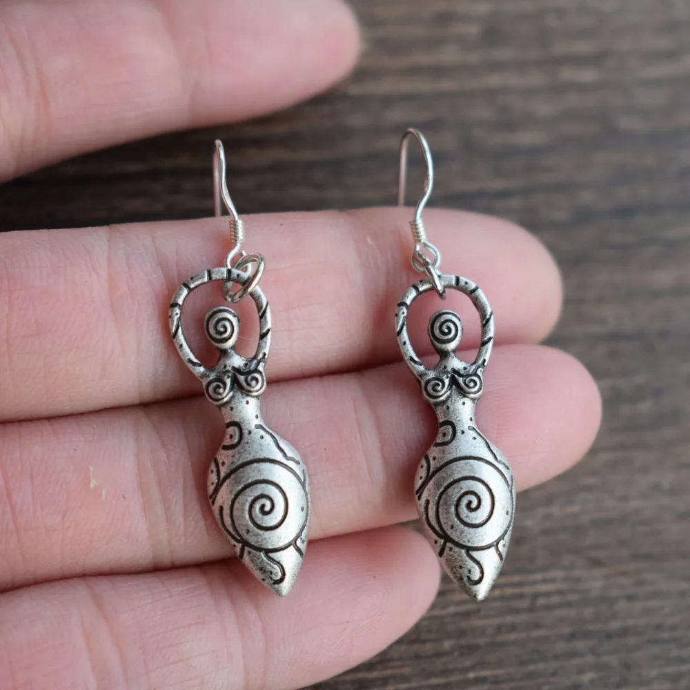 

1pair wiccan pagan Spiral Goddess Earth Mother Earrings Gift for Witch