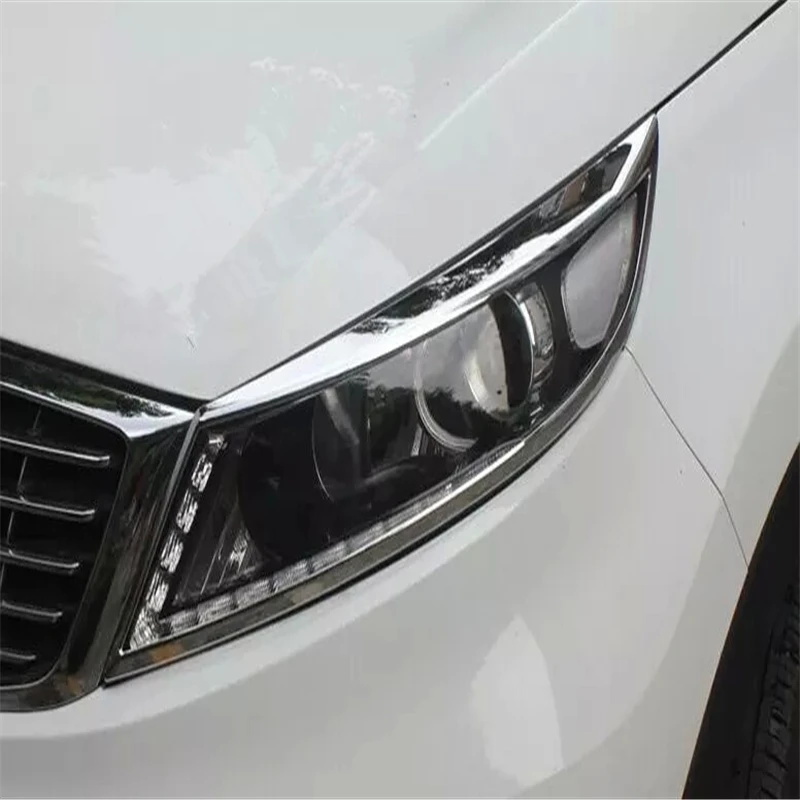 

WELKINRY car auto cover styling for KIA SPORTAGE R SL 2014 2015 ABS chrome front head lamp light headlamp sticker moulding trim