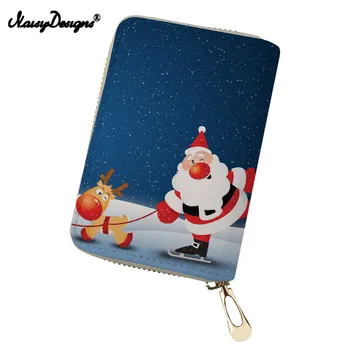 

Card Bag for Men Christmas Prints ID Card Bags Leather Clutch Credit Card Holders Business Luxury Storage Card Bags