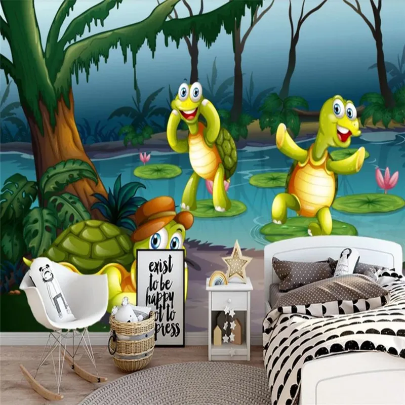 Custom wallpaper 3D cartoon cartoon forest animal world children's room mural background wall high-grade waterproof material Custom wallpaper 3D cartoon cartoon forest animal world children's room mural background wall high-grade waterproof material