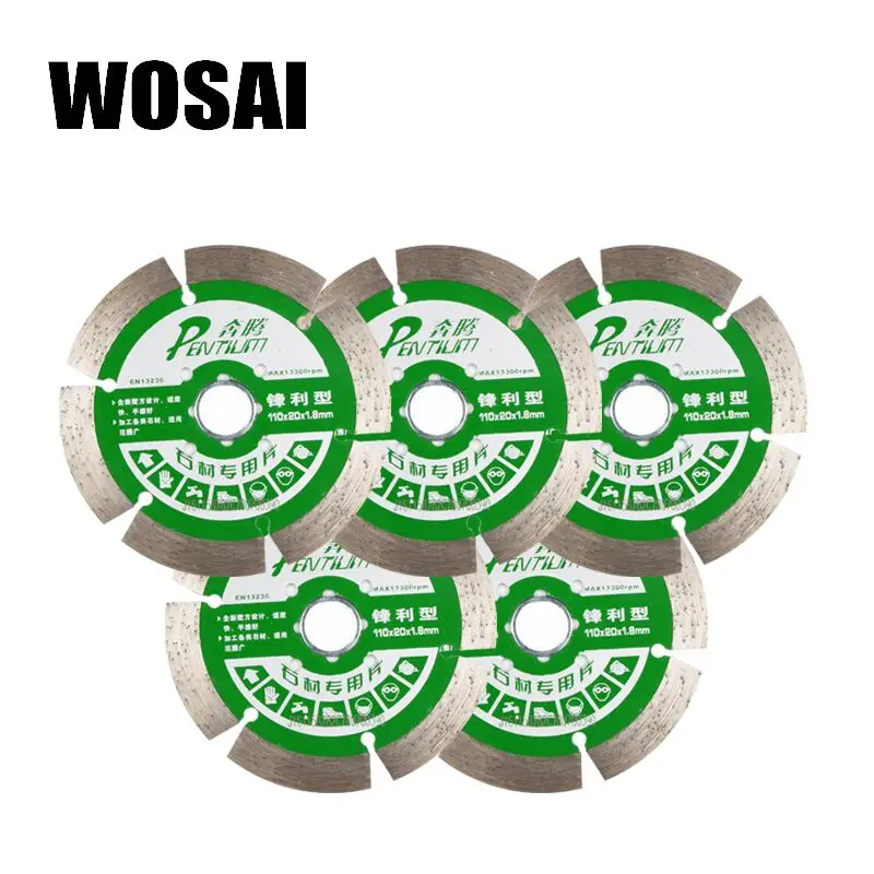 WOSAI 110 мм Алмазный отрезной диск 3," угловая шлифовальная машина пилы Инженерная резка для кирпича и бетона дисковая пила - Цвет: 5 Pcs