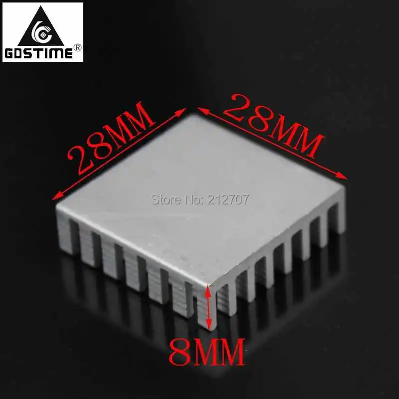 500 шт. в партии Gdstime алюминий 28x28x8 мм IC светодиодный фонарь радиатор GD030|heat sink|heatsink