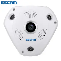 ESCAM Shark QP180 960 P HD 1.3MP беспроводной мини WiFi ip-камера 360 градусов VR ip-камера ИК-Обнаружение движения рыбий глаз VR камера