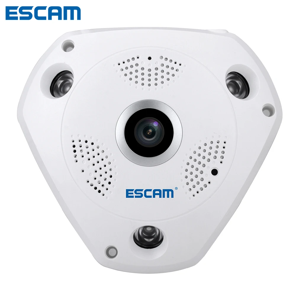 

ESCAM Shark QP180 960P HD 1.3MP Wireless Wifi Mini IP Camera 360 Degree VR IP Camera IR-Cut Motion Detection Fisheye VR Camera