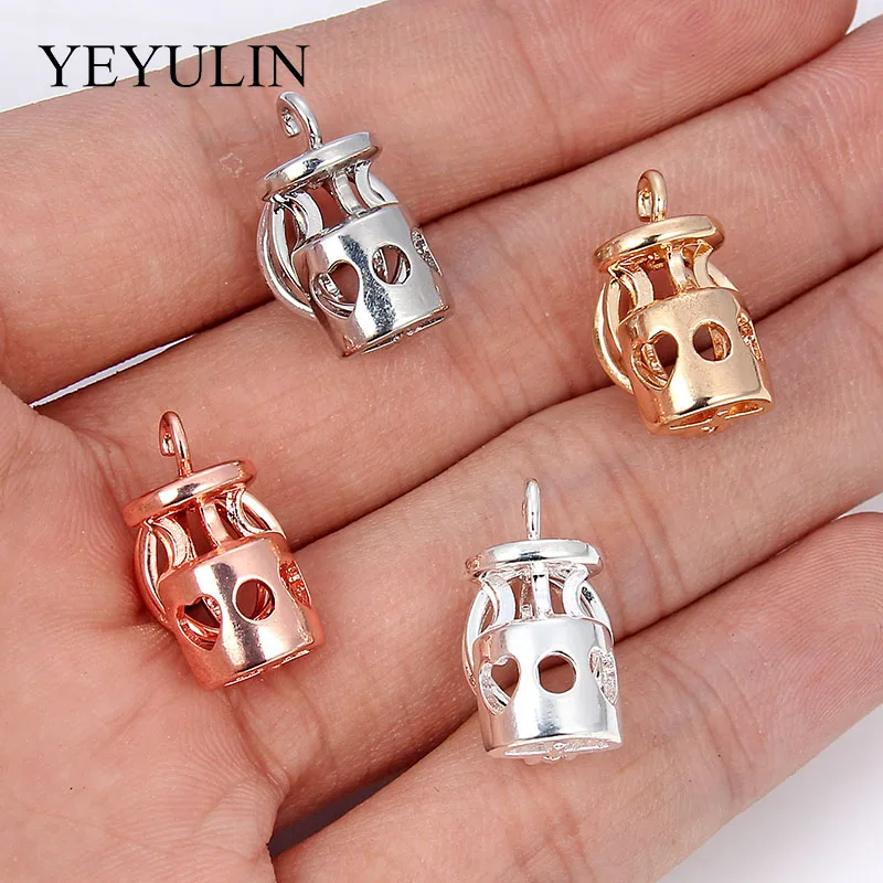 

5pcs Silver Golden Milk Bottle Pearl Cage Pendant Aroma Essential Oil Diffuser For Women Men DIY Making Pendant Necklace Jewelry