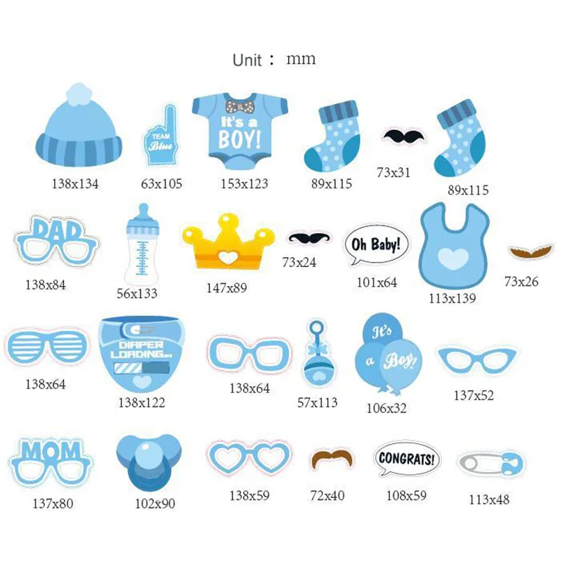 27 шт. Photo Booth Реквизит Baby Shower бутылочка для кормления Забавный Усы Солнцезащитные