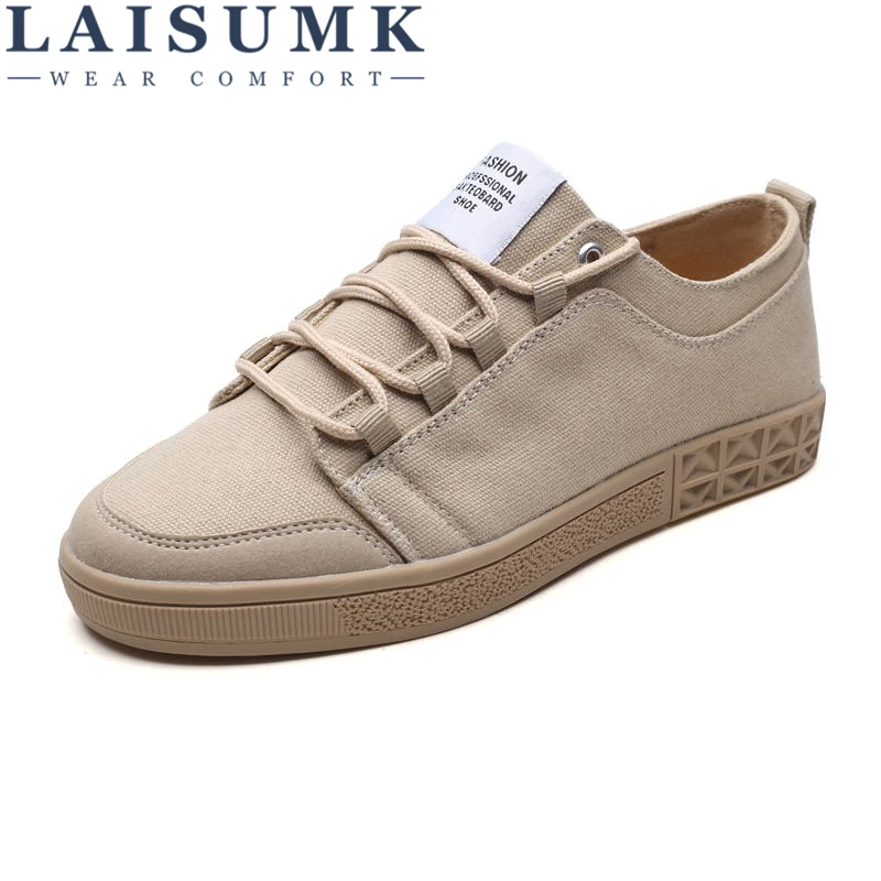 

2019 LAISUMK Quality Canvas Shoes Fashion Slip On Comfortable Mans Summer Sneakers Men Casual Shoes Chaussure Homme Yezzy Shoes