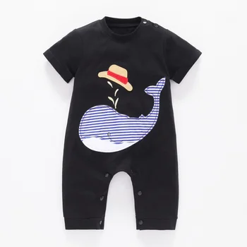 

New Short Sleeve Baby Boys Newborn Baby Romper Infant Jumpsuit Summer Cotton Shark Patchwork Character Rompers Baby for Babies