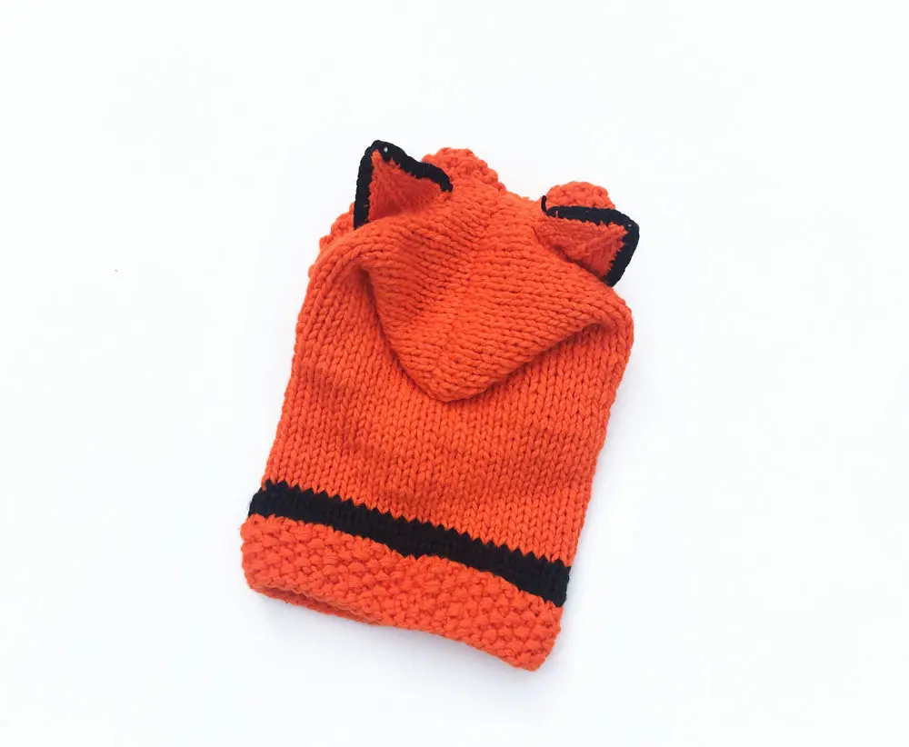 Kids fox hat children's knit wool handmade beanie hat wrap knit bib suit hat new cute scarf caps