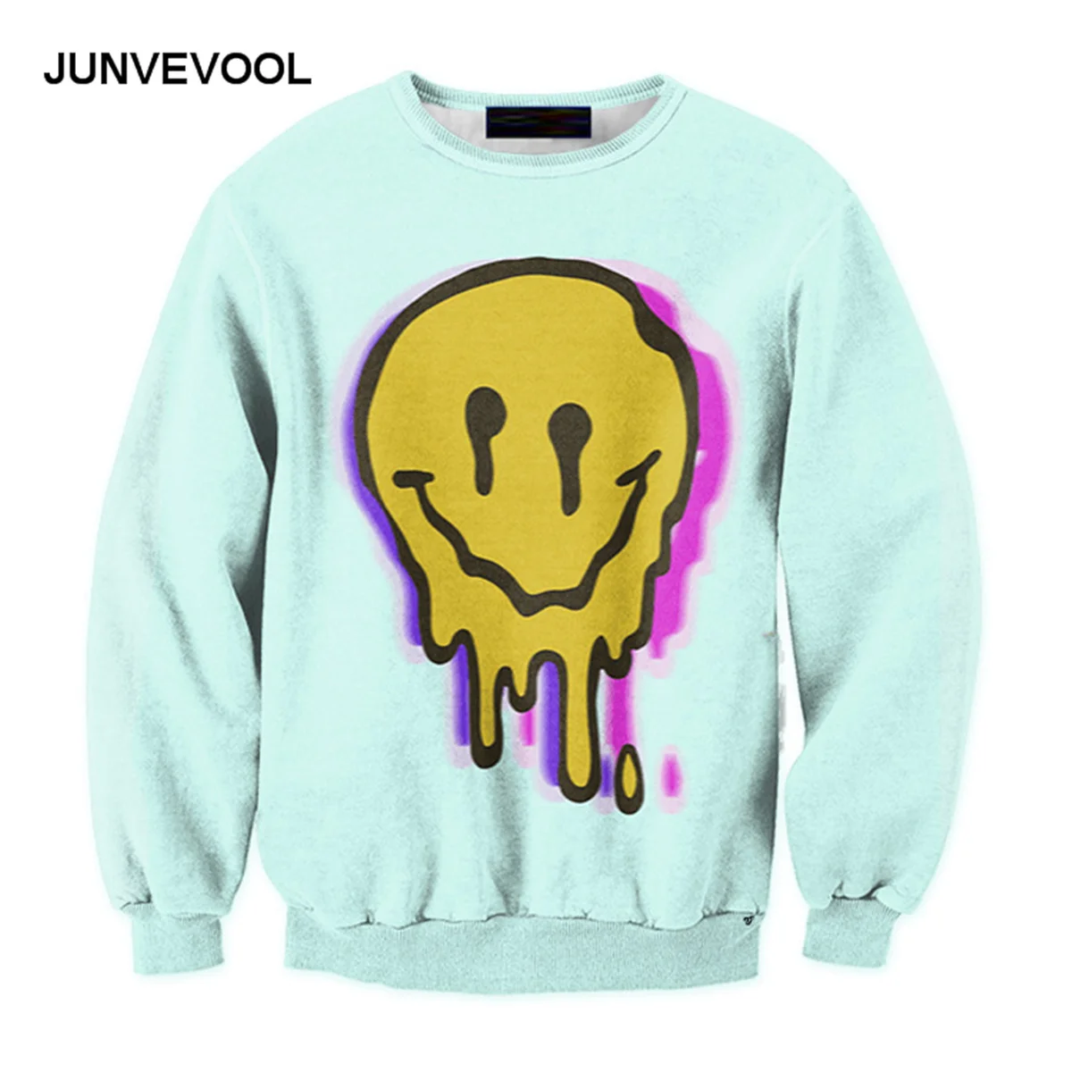 Melting Cookies 3D Smile Face Hoodies Men Harajuku Sweatshirt Plus Size