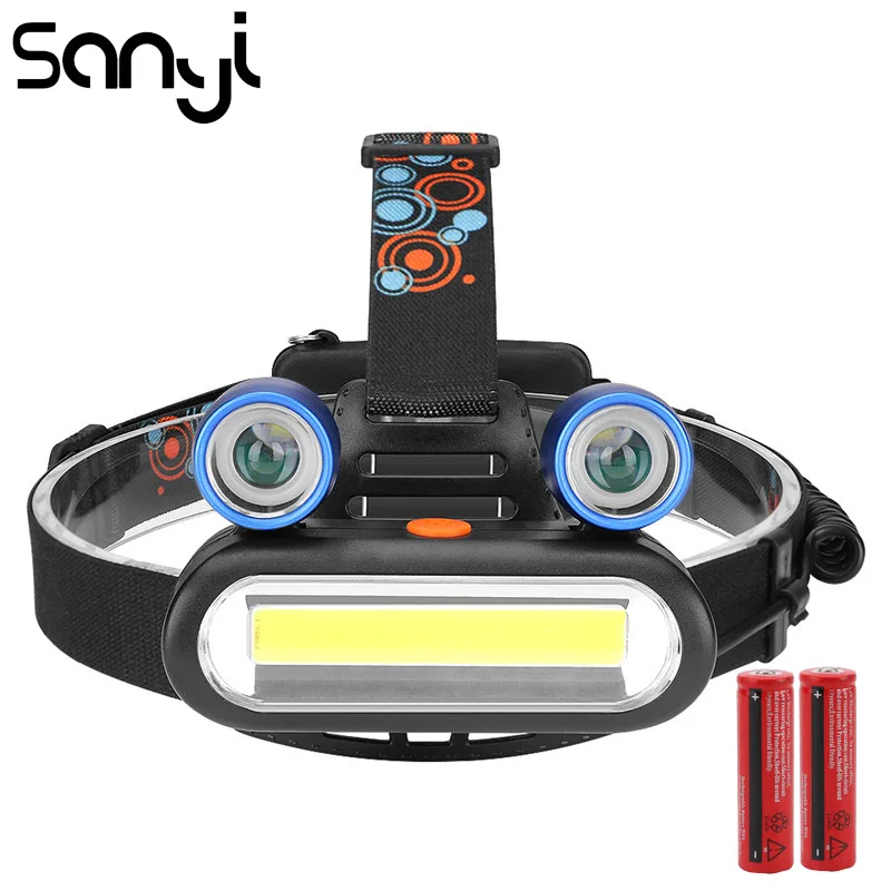 

SANYI XPE+COB LED Headlamp 3800 LM Outdoor Camping Portable Mini Headlights Flashlight 18650 Battery Torch