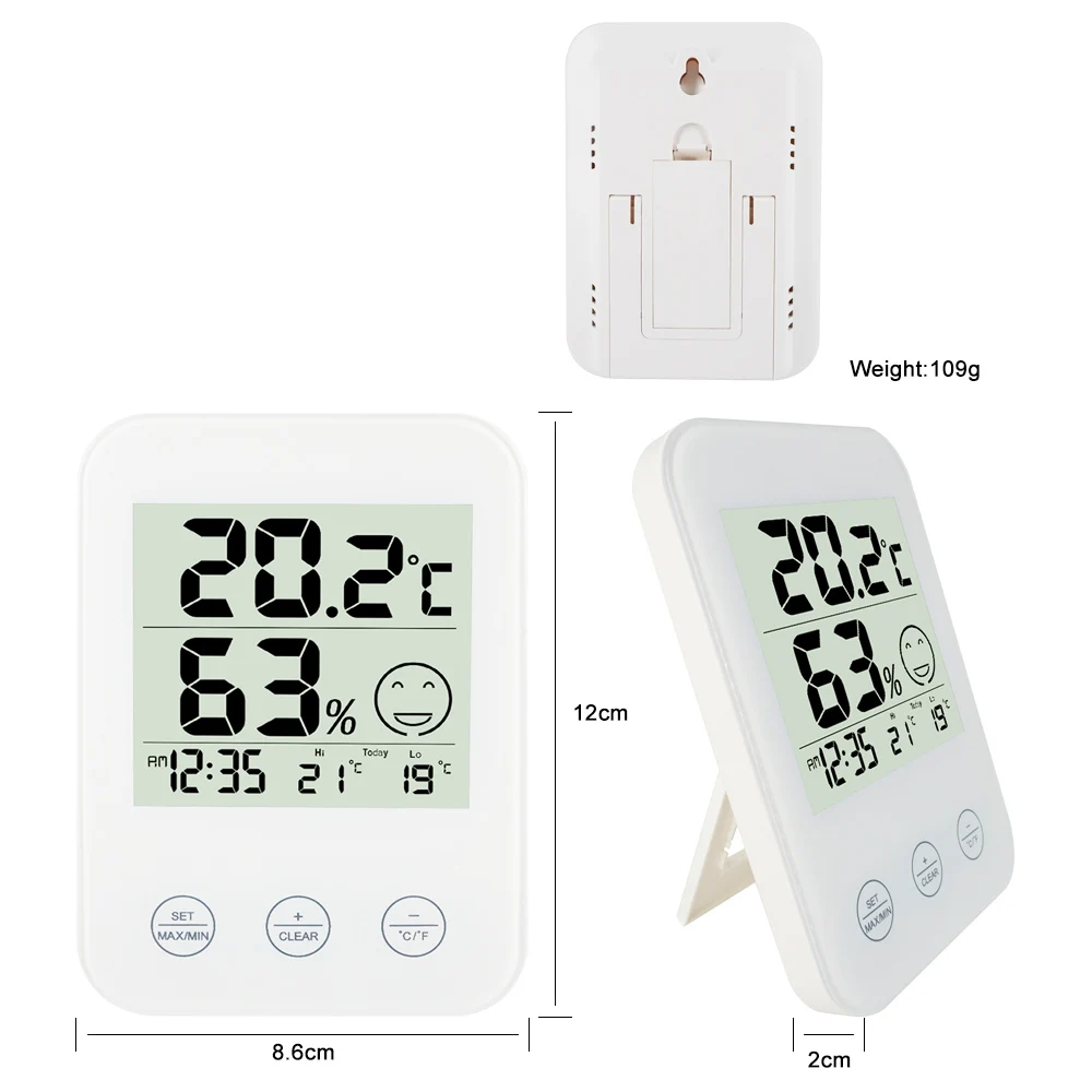 FanJu Wall Clock Digital Thermometer Hygrometer Meter Modern Design Weather Station Electronic Clocks 6