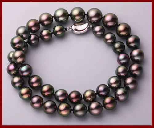 Gratis verzending 11-12mm tahitian zwart rood groene parel ketting 18 inch 925 Sterling Zilver Gratis verzending 11-12mm tahitian zwart rood groene parel ketting 18 inch 925 Sterling Zilver