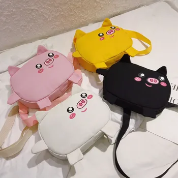 

Summer Cute Pink Pig Shape Handbags bolso mujer New Canvas Chest Cute Shoulder Bag Female Student Slung Versatile Bag bolsa #C7