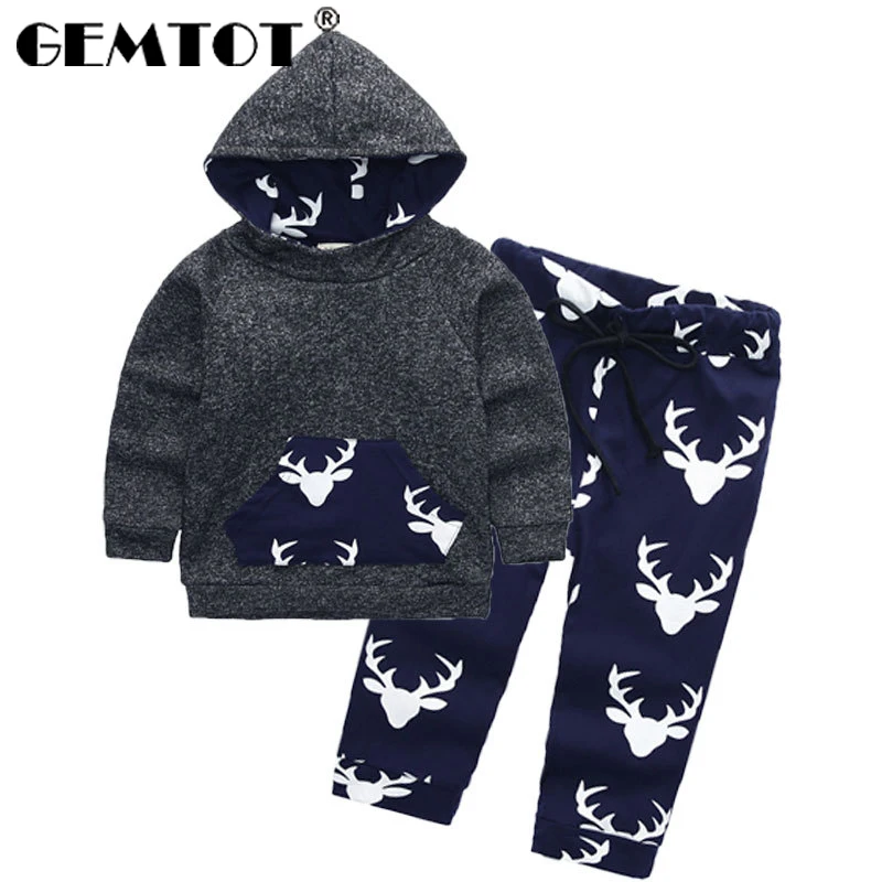 GEMTOT/Детский костюм, новинка 2019 года, весенне-осенняя хлопковая толстовка с капюшоном и рисунком для мальчиков, брюки, детский спортивный