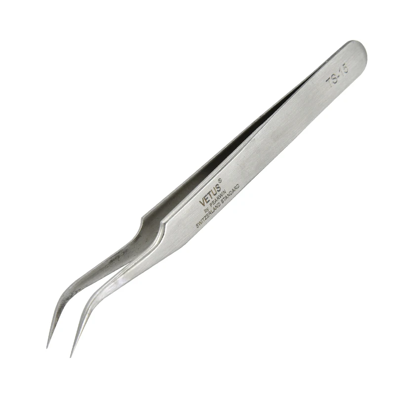 2Pcs/lot Precision Vetus Tweezers Electronic Industrial Stainless Steel Tweezer Pinzas Forceps Curved Straight Tip Hand Tools