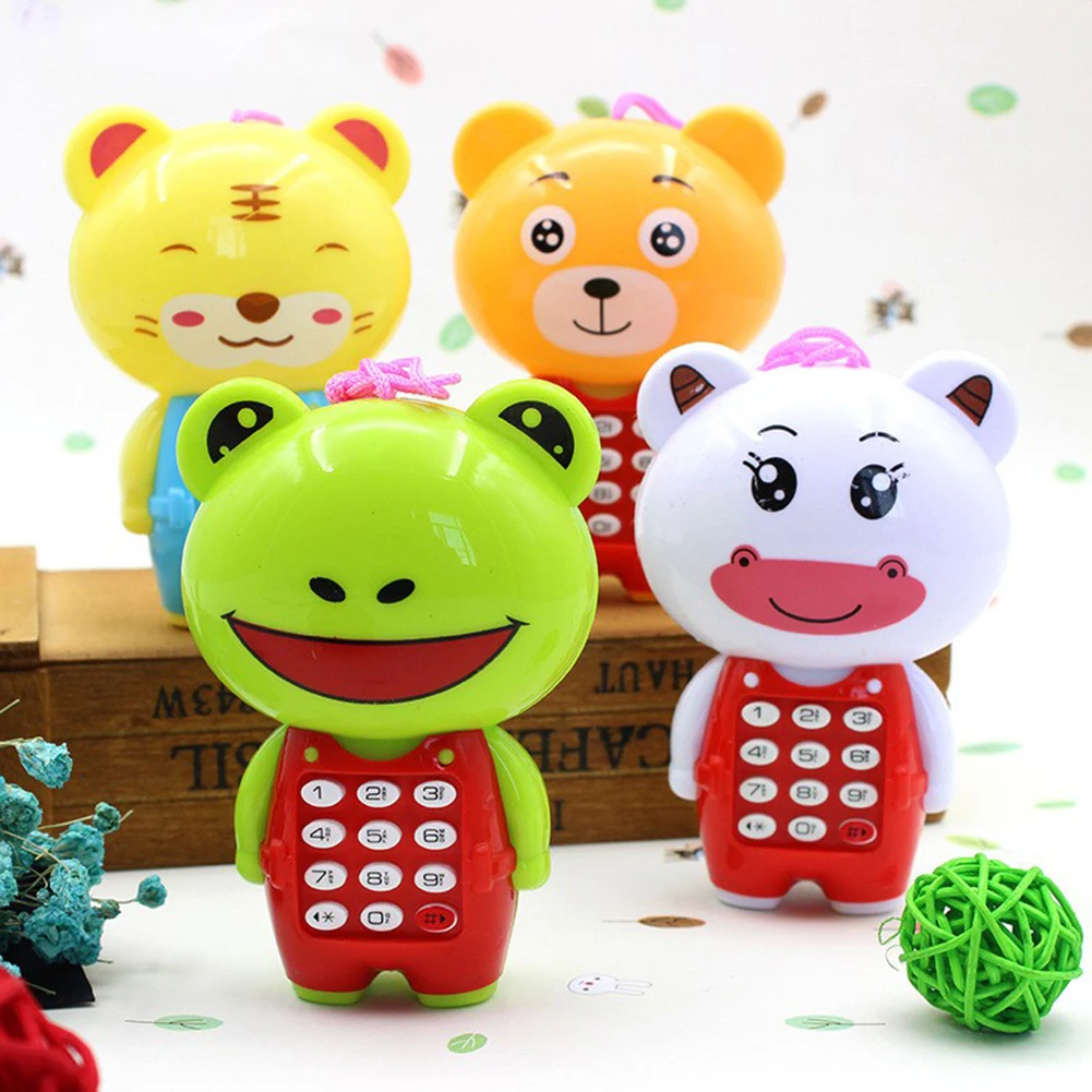 Мультфильм лягушка животное светодиодный музыкальный мобильный телефон с шнурком обучающая детская игрушка