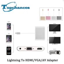 

Newest For Lightning to HDMI VGA Audio TV AV Adapter Cable With USB Line and AV Cable For iPhone8 7 7 Plus 6 6S For iPad Series