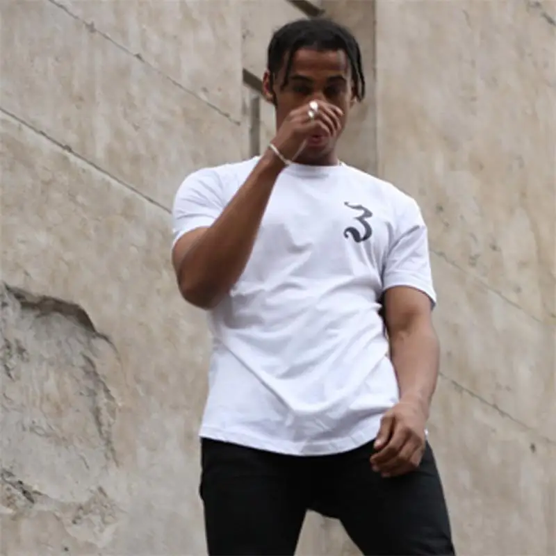 

Men Running Cotton Short sleeve T-shirt Man Gym Fitness Bodybuilding Training t shirt Male Jogger Workout Slim Tees Tops Apparel