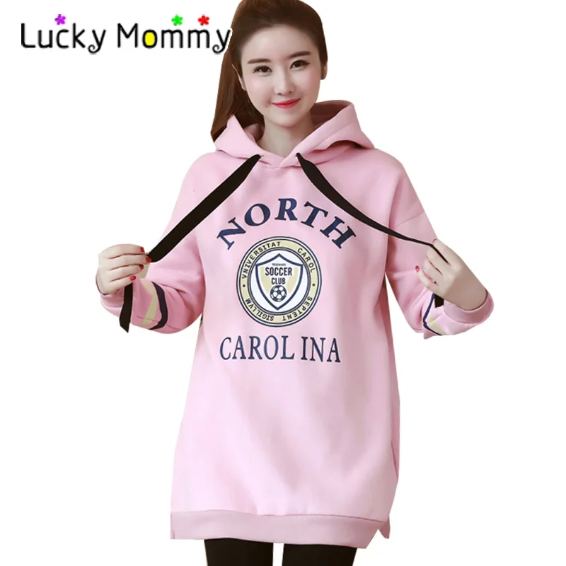 

Yellow Pink Letters Printing Maternity Tops Hoodies Outerwear Winter Warm Clothes Clothing for Pregnant Women Jacket Gestante