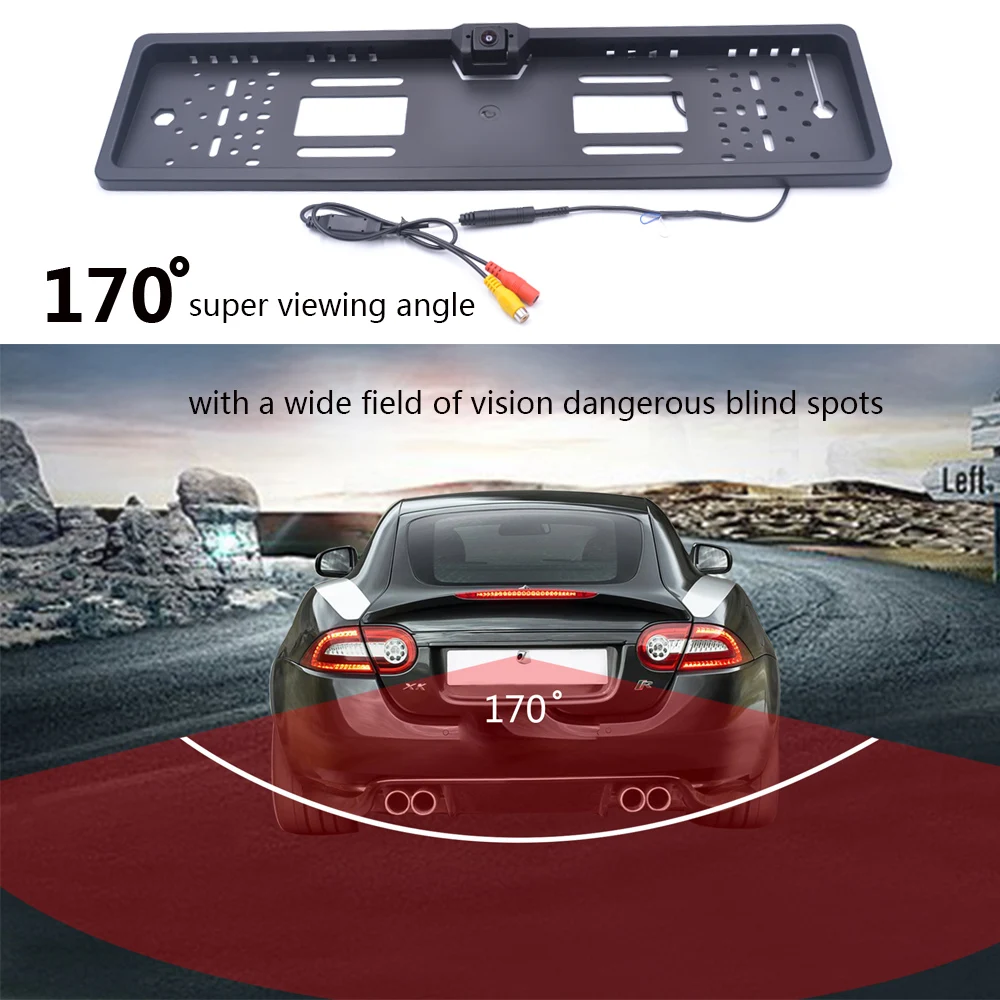 EU Car License Plate Frame Rear View Camera HD 720P Night Vision Waterproof Camera Car Parking Reversing Auxiliary Cameras