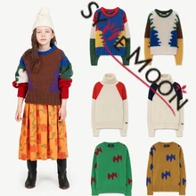 Новинка года; сезон осень-зима; брендовые Детские свитера; вязаный Модный пуловер с принтом для мальчиков и девочек; хлопковые топы для маленьких детей; верхняя одежда