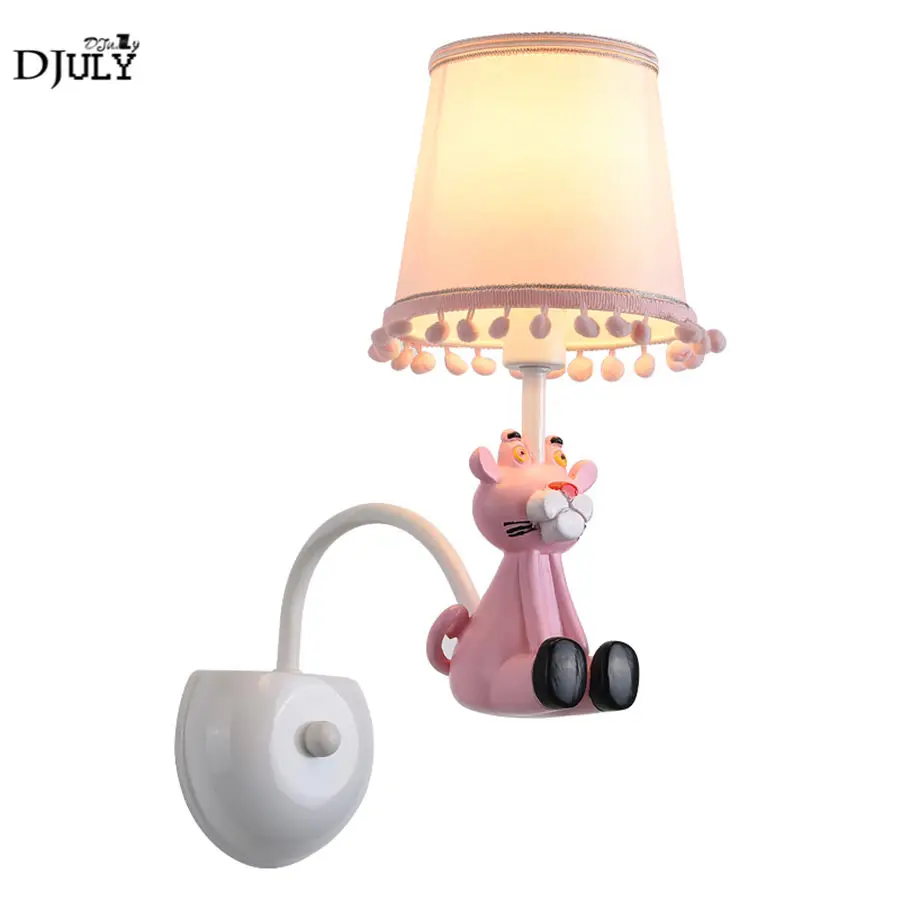 

girl bedroom deco pink leopard wall lamp romantic cartoon indoor lighting for study stairs kids bedside lamps led light fixtures