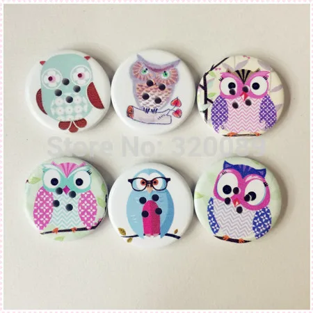 

50pcs/lot 30mm Owl Large Wooden Sewing Buttons Baby Shower Craft Scrapbooking Embellishments Owl Button