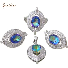 Rainbow Mystic Circonita 925 Plata Sterling Colgantes/Anillo/Pendientes de la Joyería de Las Mujeres tamaño 6 7 8 9 S275