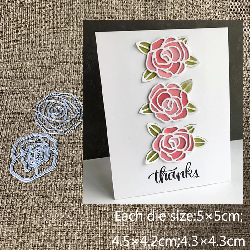 

New Design Craft Metal Cutting Dies cut die 3pcs rose flower Scrapbooking Album DIY Paper Card Craft Embossing Die Cuts