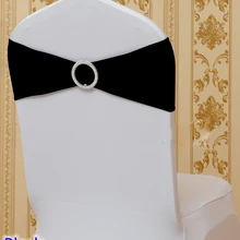 Черный цвет стулья с круглые пряжки для накидка на стул из спандекса лента лайкра пояс галстук-бабочка для свадьбы украшения