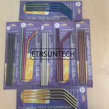 350 наборов красочные соломинки из нержавеющей стали прямой и изогнутый многоразовый фильтр с кисточкой DIY Чай Кофе Инструменты вечерние поставки