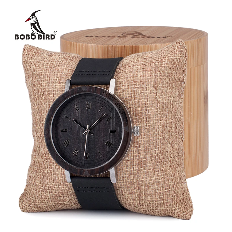 BOBO BIRD Mens Wooden Bezel Watches Vintage Light Style Wood Wrist Watches With Leather Band In Wood case relojes hombre oem