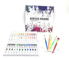 24 Colors 12ML/Tube Acrylic Paint set color with 5paint brushes palette Art Painting paint fabric Drawing set 24pcs set drawing paint acrylic paint tube set nail art painting drawing tool for artist kids diy design