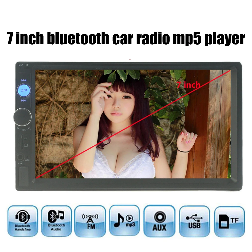 

2 Din Car Stereo Radio MP4 Player 7 inch Touch Screen Bluetooth Support FM/USB/AUX/TF 4 languages menu steering wheel control