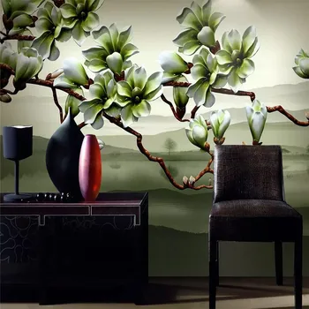 

New Magnolia stereo flower TV background wall professional production mural factory wholesale wallpaper mural poster photo wall