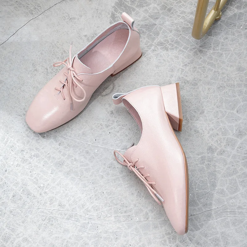 spring and autumn new leather women's shoes British style rough with small leather shoes wild casual shoes