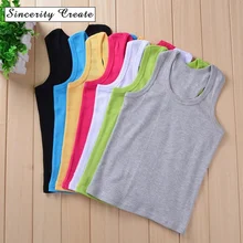 Crianças roupa interior 100% algodão meninas meninos tanques topos bebê menino verão colete menina camisola crianças sólido sem mangas colete