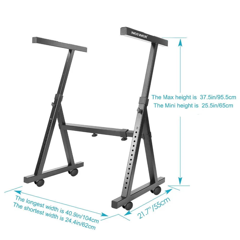 Neewer сверхмощный z-стиль клавиатура пианино стенд с поворотными роликами в регулируемой высоте для электронного пианино